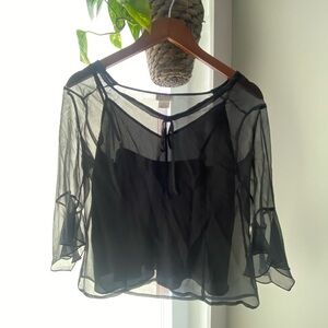 Y2K Allison Taylor Black Sheer Blouse